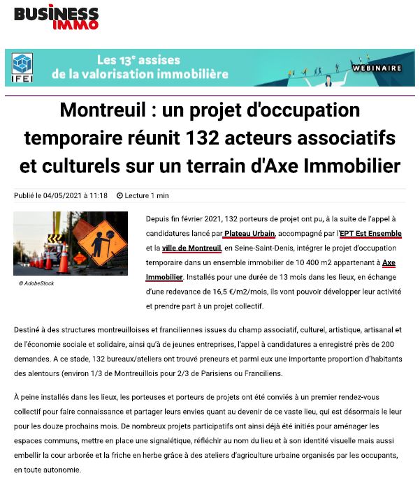 Axe Immobilier - Article Business Immo