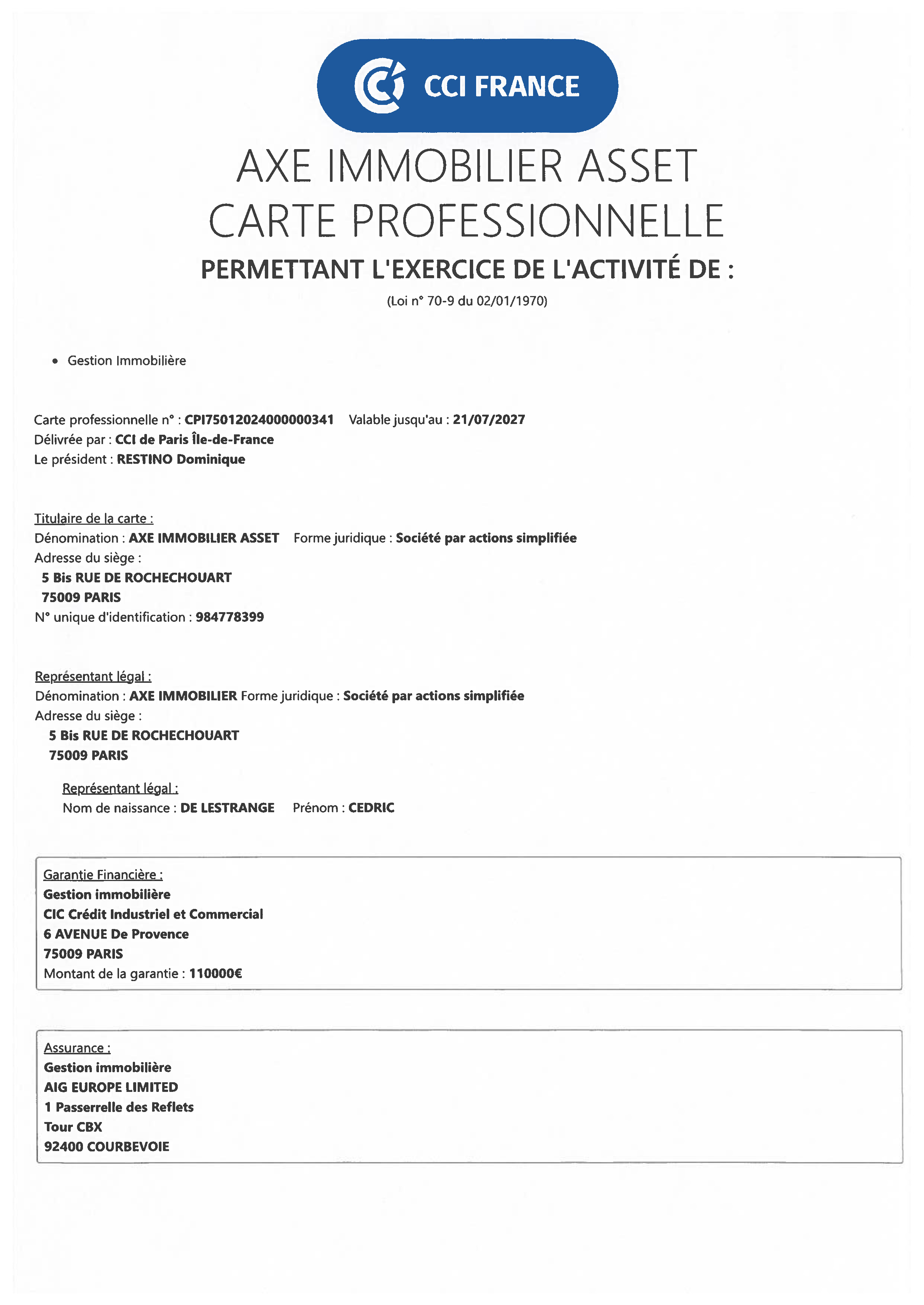 CARTE G - AXE IMMOBILIER ASSET